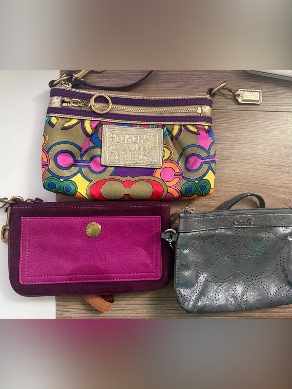 COACH Multicolor Signature Wristlet 3 Pack